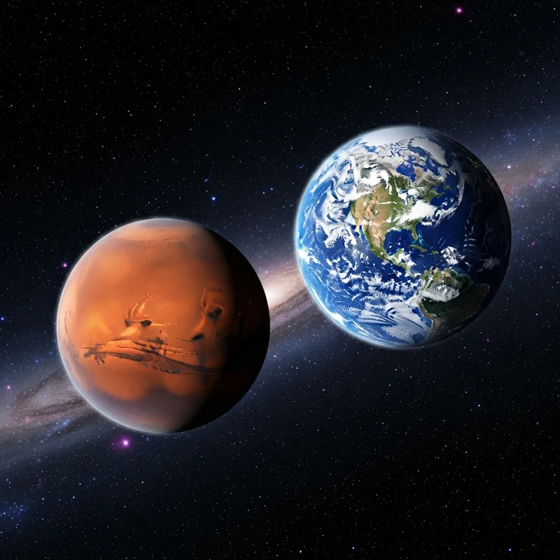 Earth and Mars Alignment in Space | Celestial Planets Illustration Earth and Mars Alignment in Space | Celestial Planets Illustration