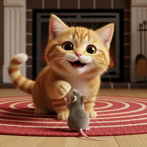Happy Cat with Mouse: A Joyful Companionship