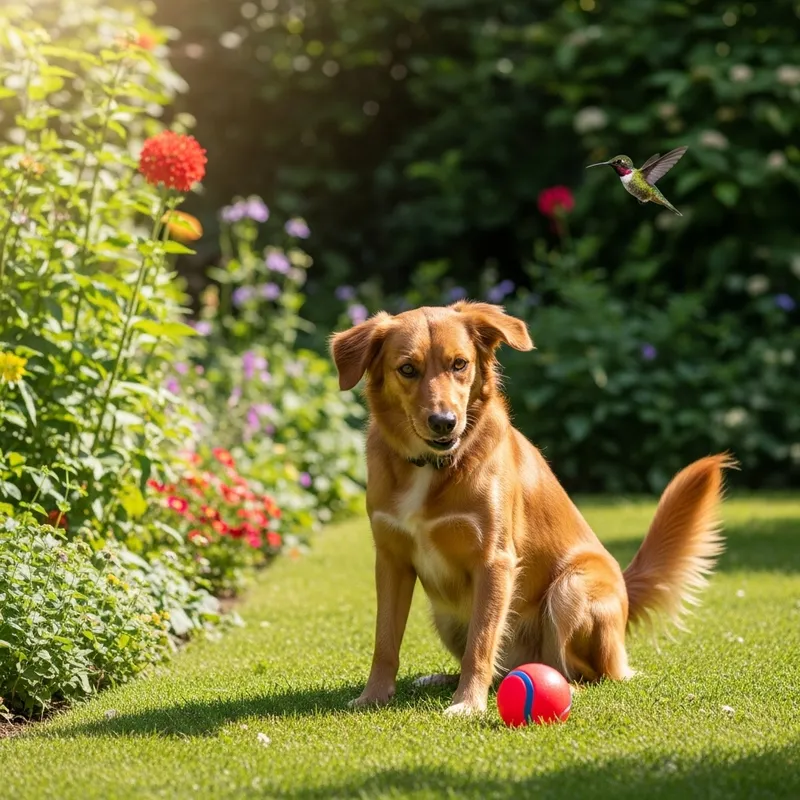 Beautiful Golden Brown Dog in a Sunny Garden Beautiful Golden Brown Dog in a Sunny Garden
