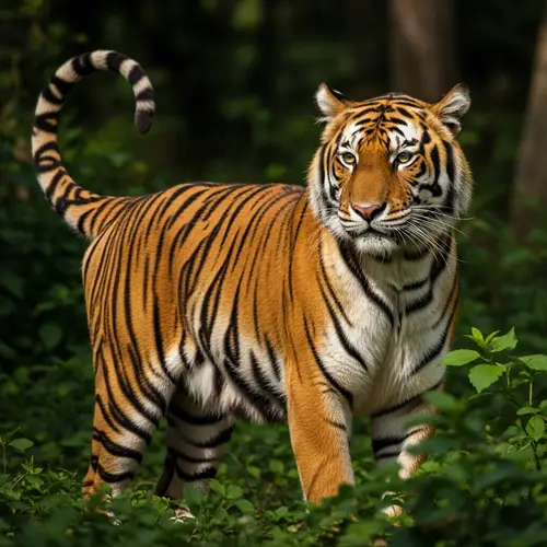 Majestic Tiger in the Wild: Vibrant Colors & Fierce Pose