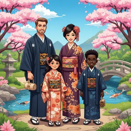 Cultural Diversity and Family Bond in Traditional Japanese Kimonos