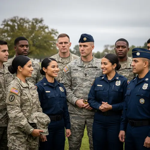 Diverse United States Military, First Responders, Veterans Group Image