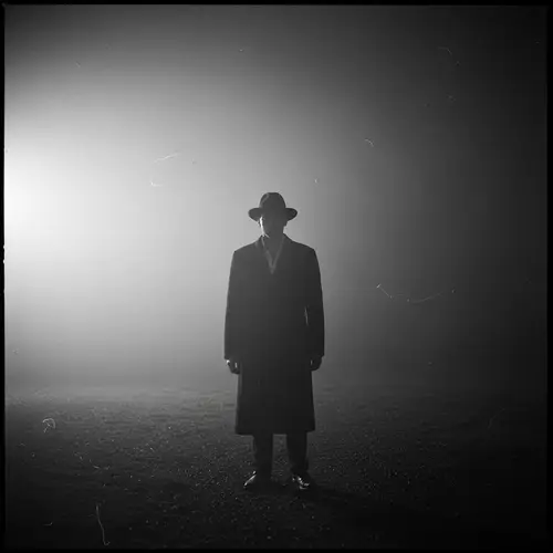 Mysterious Figure Emerging from Mist - Vintage Black and White Photo