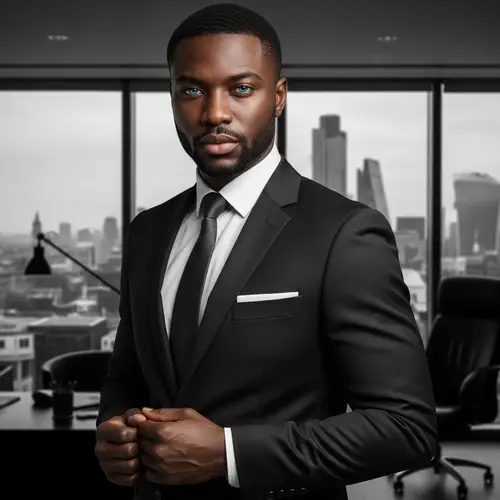 Modern Film Noir Protagonist in London Luxury Office