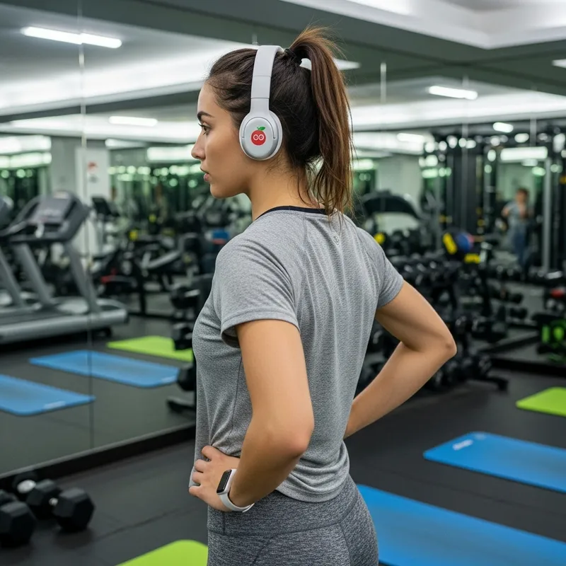 Girl in Modern Gym with White Wireless Headphones | Fitness Tech Inspiration