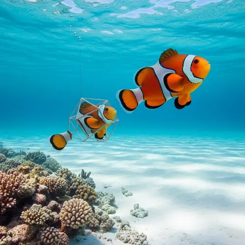 Realistic Clownfish Transforming in Crystal Clear Waters