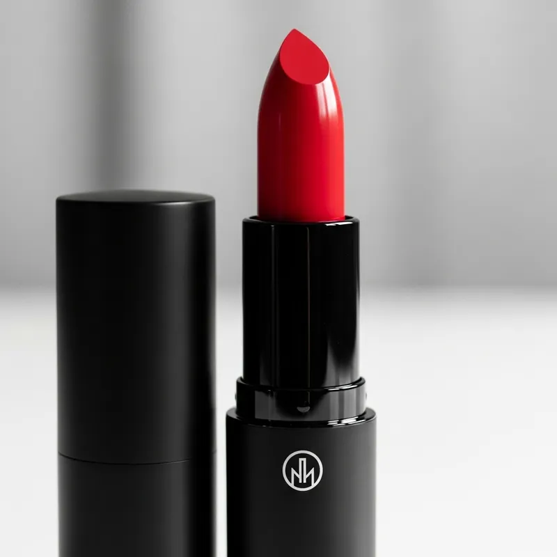 Luxurious Red Lipstick in Elegant Black Tube