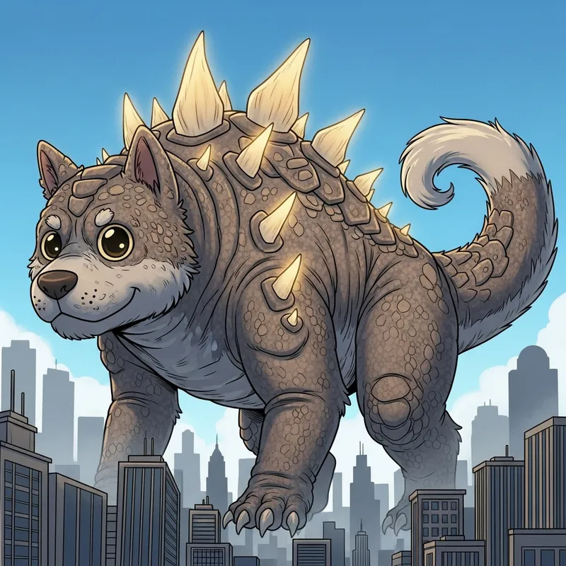 Kaiju-Style Dog Furry Cartoon: Massive Friendly Monster Artwork