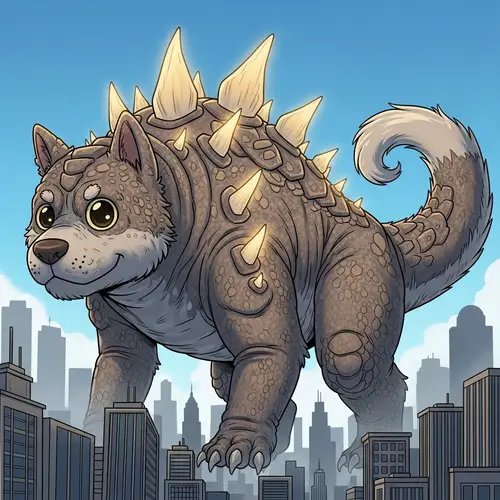 Kaiju Dog Furry Cartoon: Massive Friendly Monster Illustration