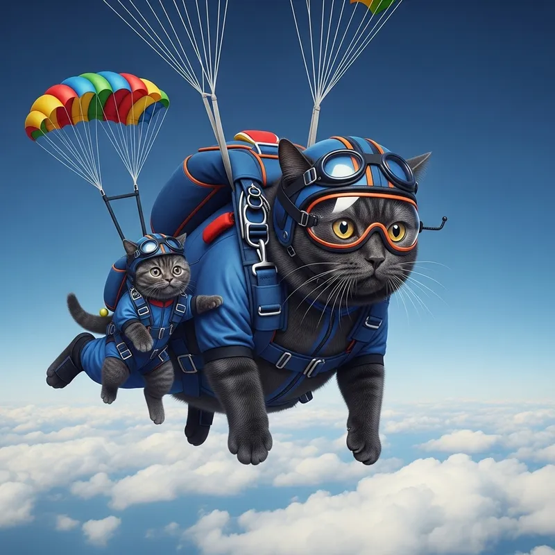 Real Life Skydiving Cats in Thrilling Plummet - Father-Son Duo