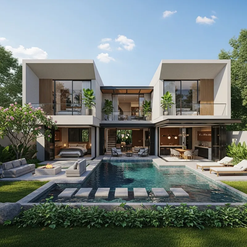 Serenely Designed 150 sqm Two-Storey House with Pool & Greenery Serenely Designed 150 sqm Two-Storey House with Pool & Greenery