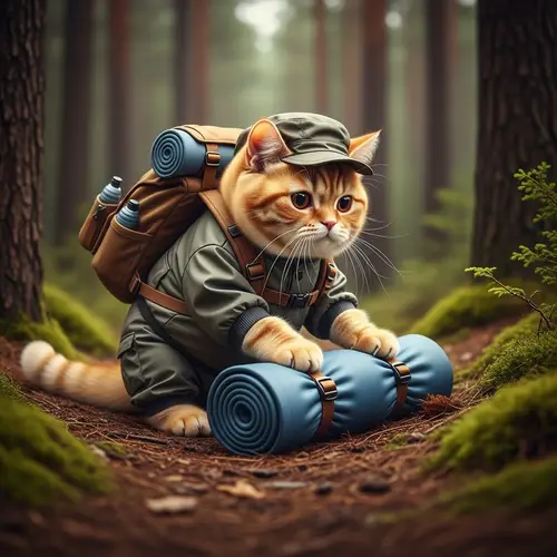 Realistic British Ginger Cat in Forest Setting | High Resolution
