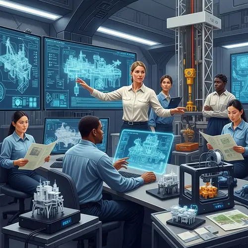 Futuristic Mechanical Engineers Designing Top-Notch Oil & Gas Rig
