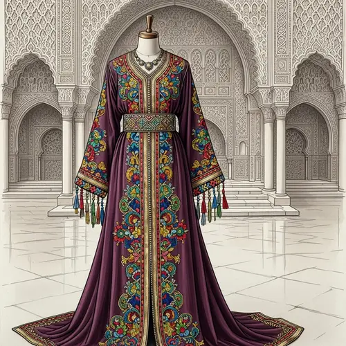 Traditional Moroccan Caftan - Vibrant Colors & Intricate Designs