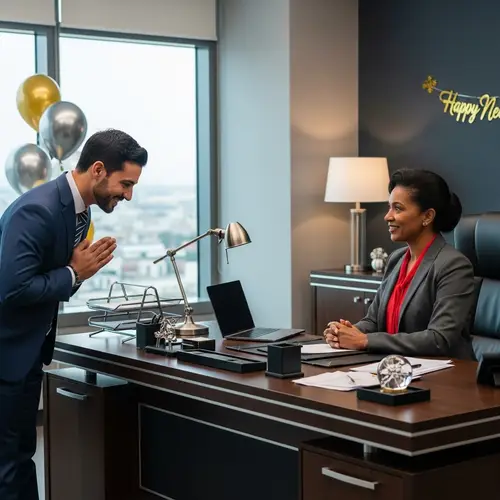 Holiday Greetings: Diverse Corporate Interaction in New Year Celebration