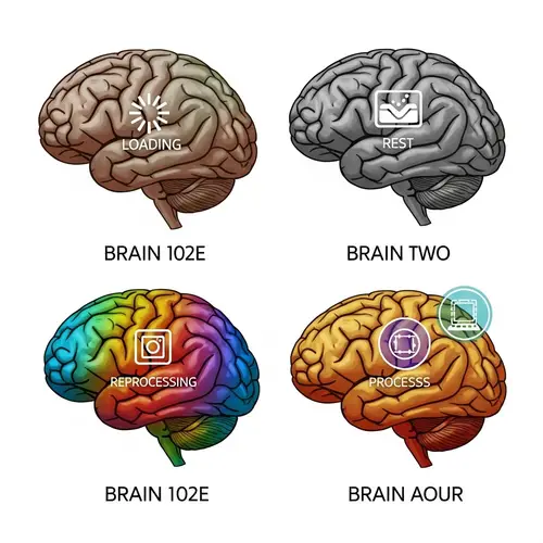 Distinct Brains Illustration: Loading, Rest, Reprocessing & Processes