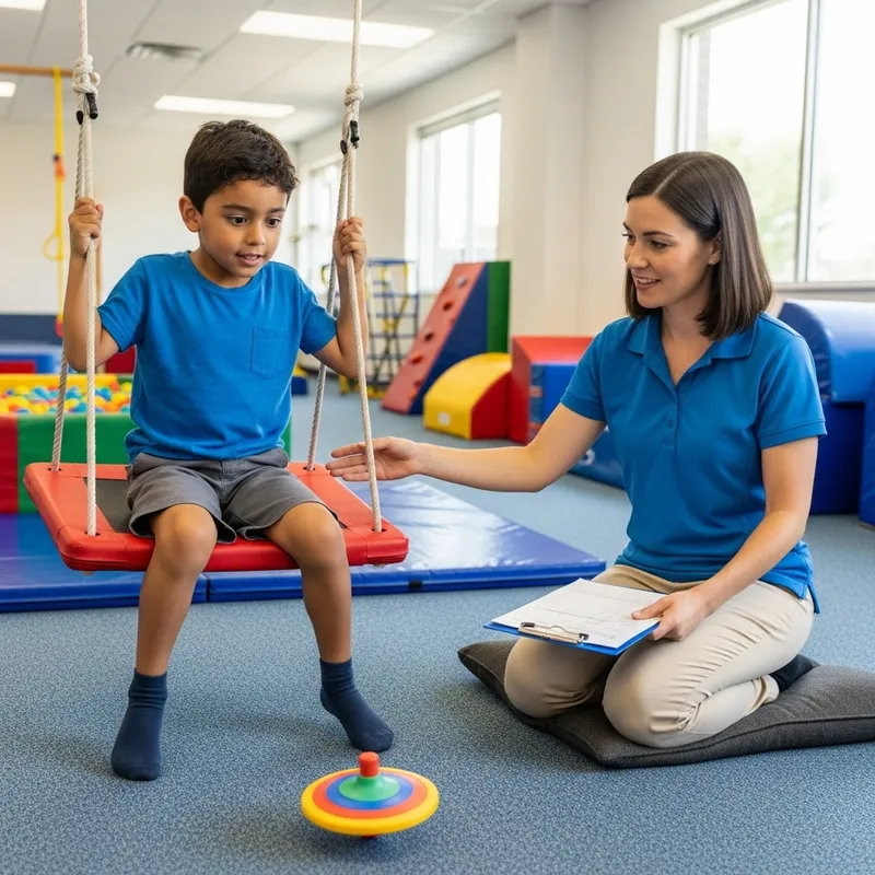 Hispanic Autistic Boy Evaluation by Sensory Integration Expert