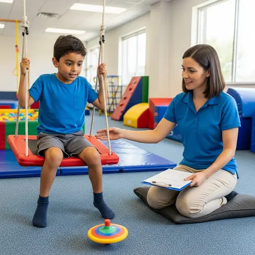 Autistic Hispanic Boy Evaluation by Expert Therapist | Sensory Integration Room