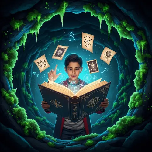Magical Adventure: Hispanic Boy in Enchanted Cave