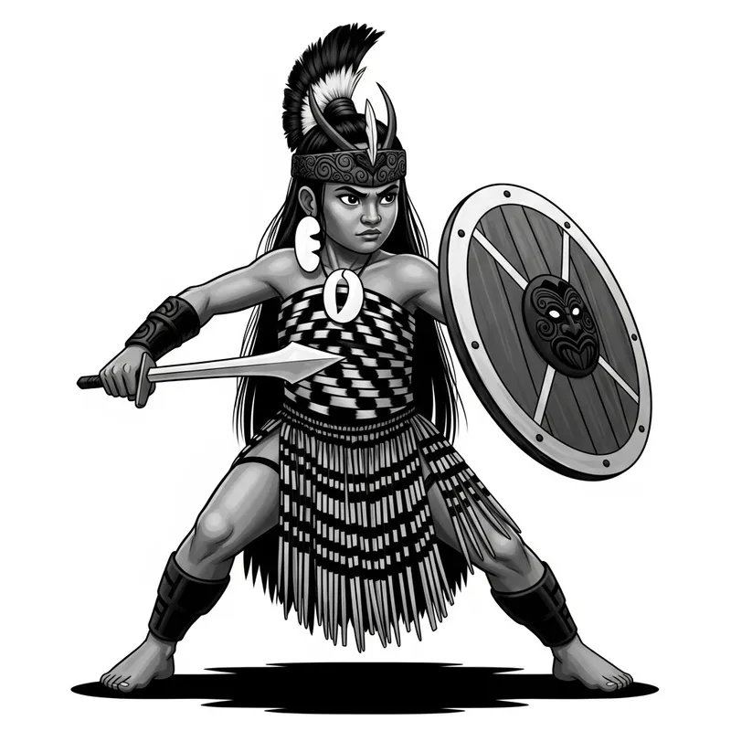 Brave Maori Girl Warrior in Vibrant Graphic Design for Health