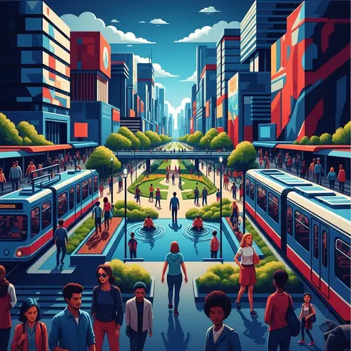 Visionary Urban Landscape in Bold Colors | Futuristic Design