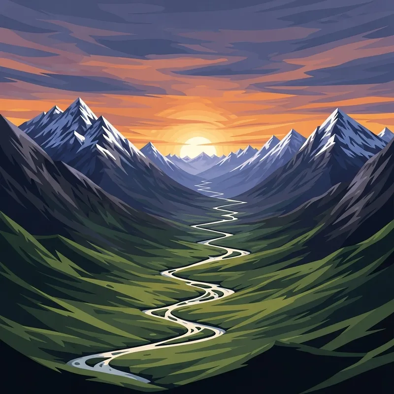 Majestic Mountain Landscapes: Abstract Interpretation