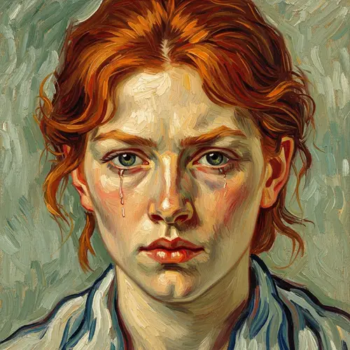 Vibrant Red-Haired Woman | Impressionist Painting Style