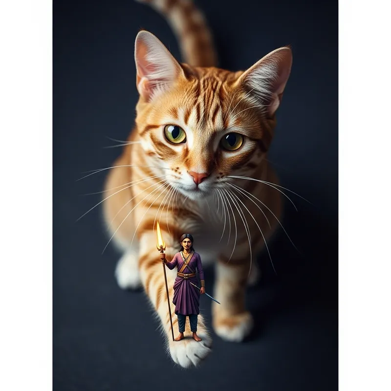 Vibrant Cat and Brave Human: A Unique Perspective Vibrant Cat and Brave Human: A Unique Perspective