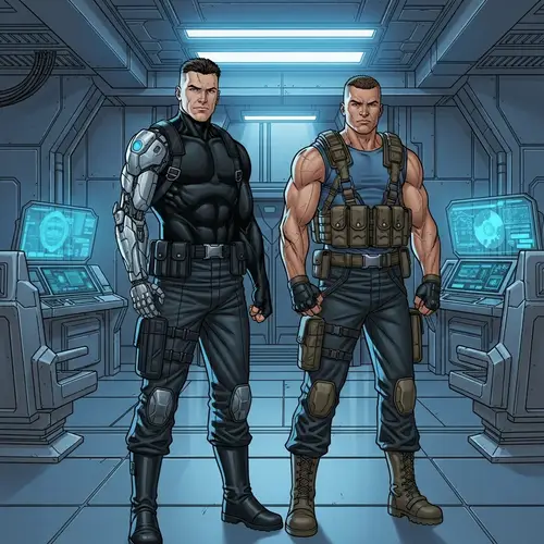 Futuristic Comic Book Characters in Secret Base Setting
