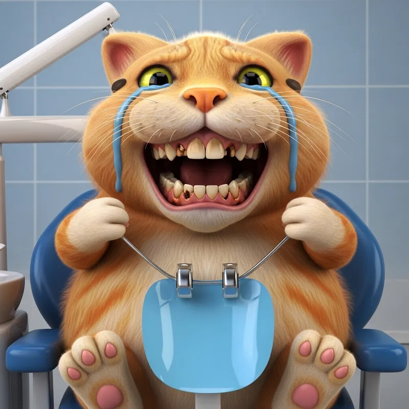 Sad Cat at Dentist with Dirty Brown Teeth | Hyperrealism Photo Sad Cat at Dentist with Dirty Brown Teeth | Hyperrealism Photo