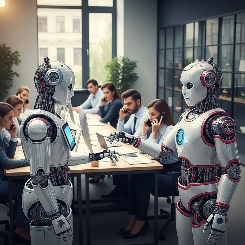 Dynamic AI Robot Enhancing Customer Acquisition in Tech-Inspired Office