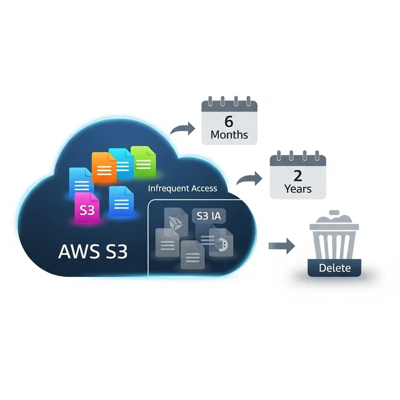 AWS S3 Object Transition: 6-Month Infrequent Access, 2-Year Deletion