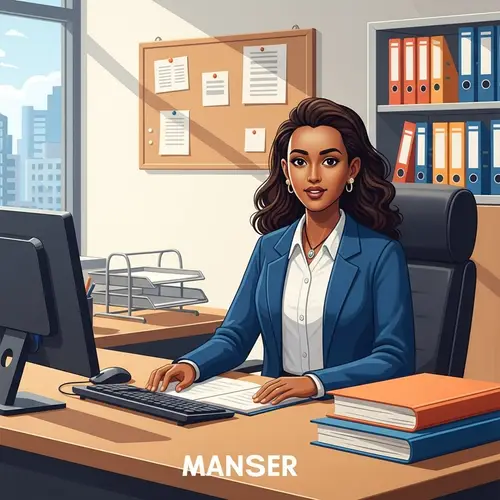 Confident Ethiopian Girl Manager in Professional Office Setting
