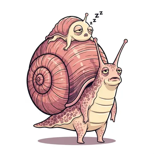 Adorable Slowbro Illustration - Pink Bipedal Sea Snail Creature