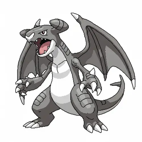 Epic Pixel Art of Pokémon Garchomp - Powerful Dragon Pose