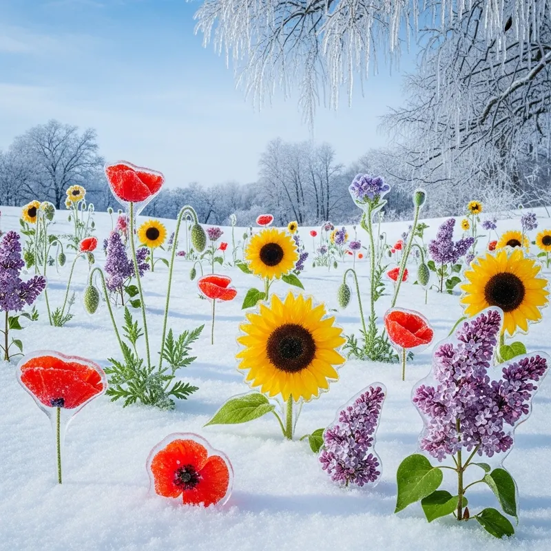 Winter Flowers: Frozen Beauty in a Serene Landscape