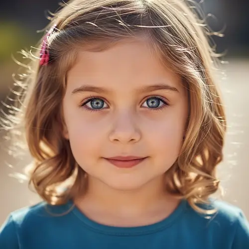 Blue-Eyed Caucasian Girl with Light Blonde Hair