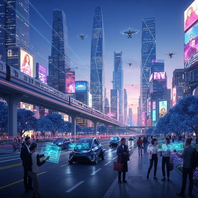 Super Modern City: Futuristic Skyscrapers, Neon Lights, Maglev Trains