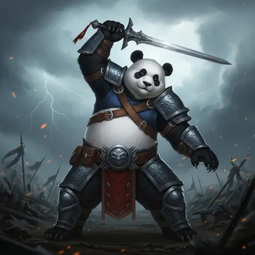 Panda Human Warrior Pose | Fantasy Art Image