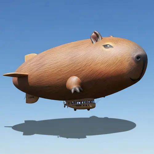 Capybara Blimp: Playful Airship Mimicking Giant Rodent