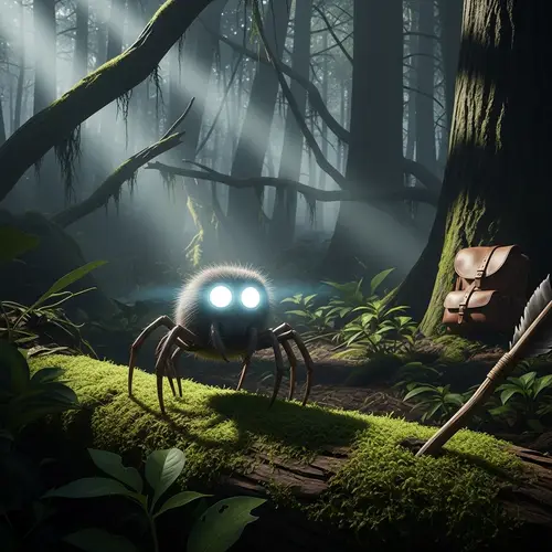 Fantasy-Inspired Spider-Like Creature in Wilderness Survival Scene