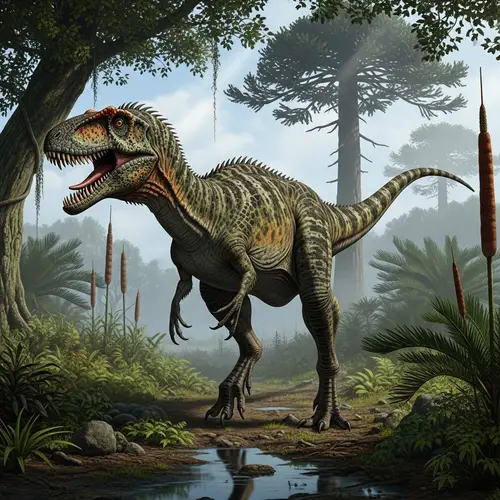 Detailed Herrerasaurus Illustration in Late Triassic Period