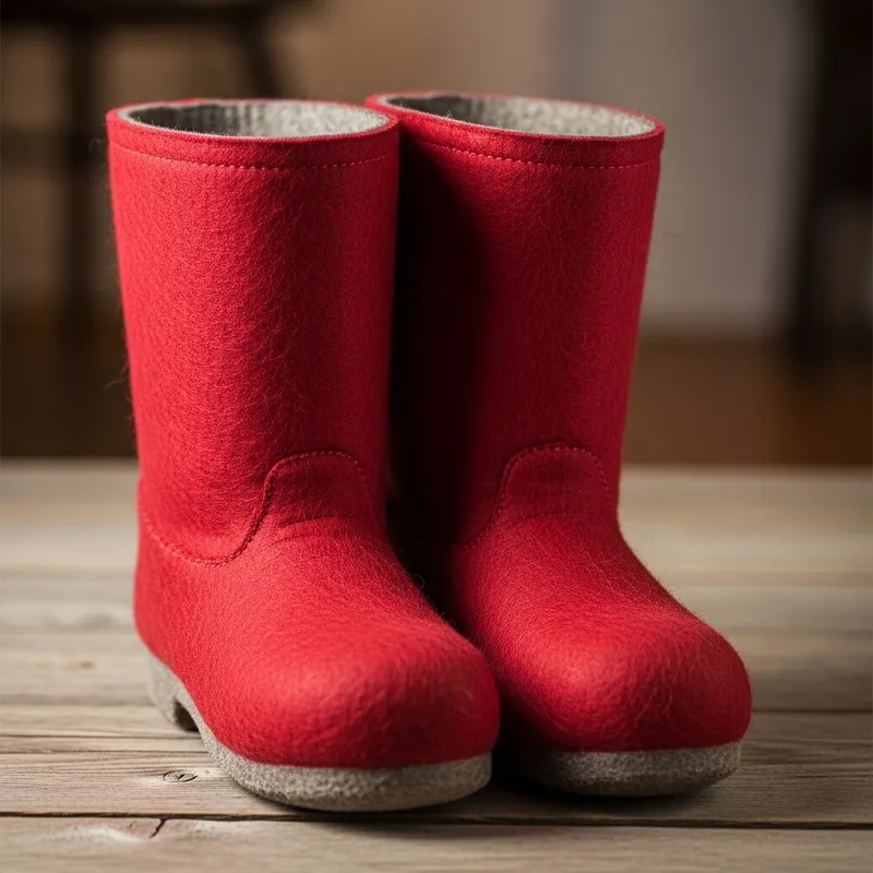 Red Valenki Boots in Vibrant Shade of Red