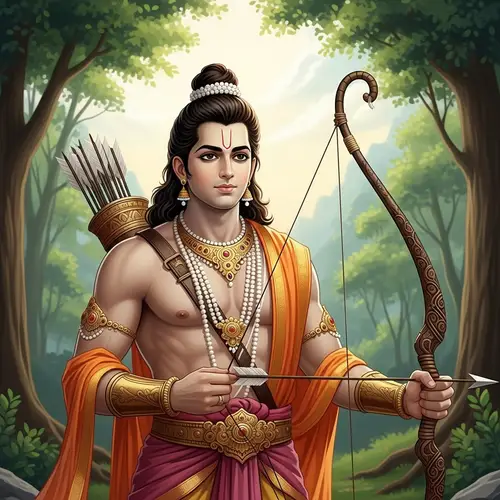 Lord Rama: Mythological Figure in Traditional Indian Attire