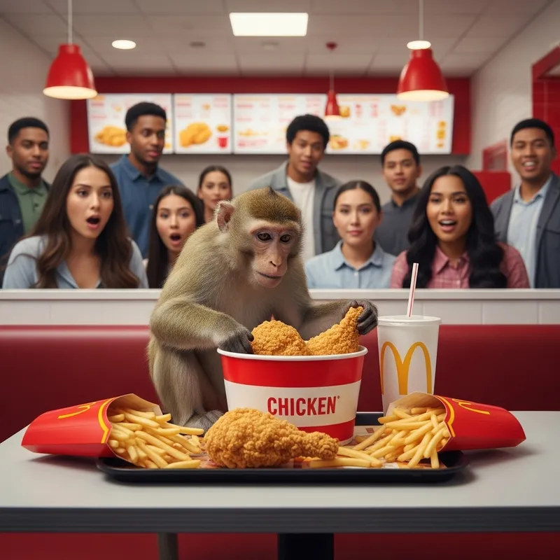 Playful Monkey Surprises Diners at KFC | Unique Dining Experience