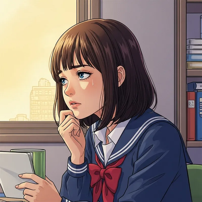 Comic Book Inspired Art: Troubled High School Girl in Vibrant Colors