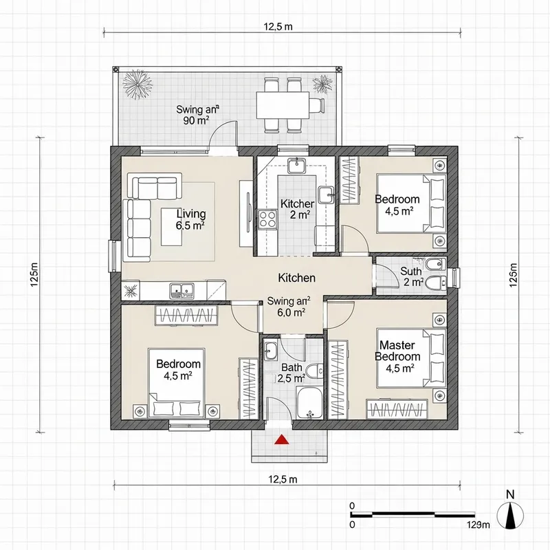Architectural Blueprint of 150-Sqm Home