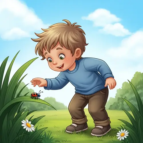 Young Boy David Playing Joyfully in Garden