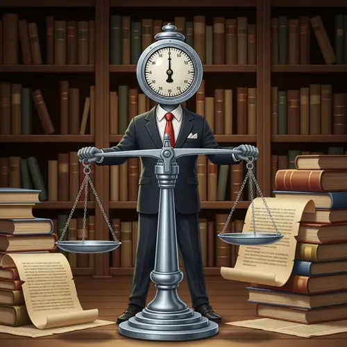 Anthropomorphic Equilibrium Scale Illustration in Library