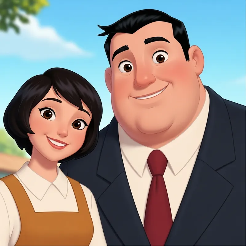 Cute Animated Couple in Vintage Style
